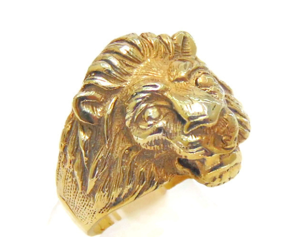 New! Men's Gold Lion Ring