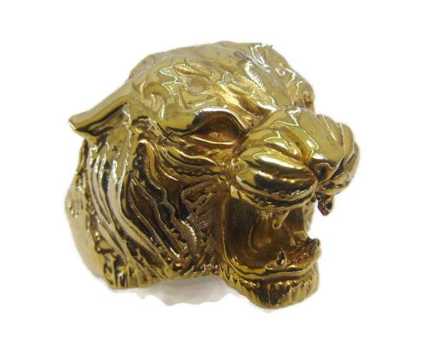 NEW! Large Tiger Men's Yellow Gold Ring !!