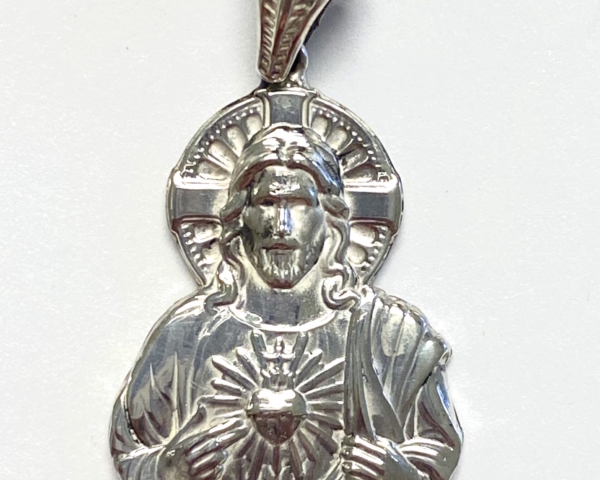 NEW!!! Jesus Sacred Heart (Sagrado Corazon) Pendant Sterling Silver!!