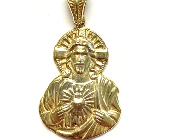 Jesus Sacred Heart (Sagrado Corazon) Pendant Yellow Gold