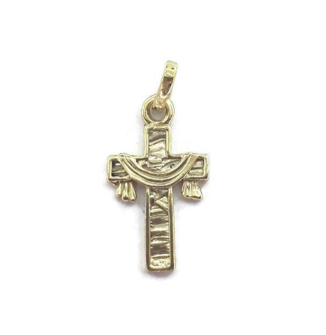 Cross With Mantle Charm Pendant Yellow Gold!!