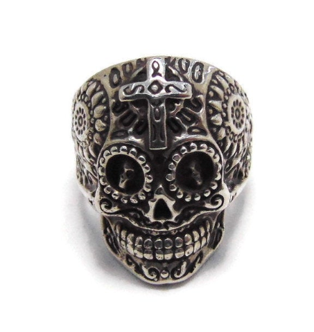 Sugar Skull Men's Ring .950 Sterling Silver!!