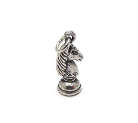 Knight Chess Piece Charm .925 Sterling Silver for Bracelet