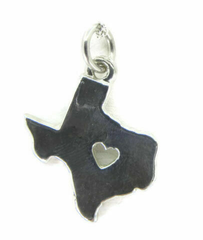 TEXAS STATE MAP CHARM PENDANT .925 STERLING SILVER