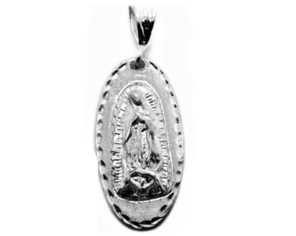 Virgin Mary (Virgen de Guadalupe) Oval Medallion Pendant .925 Sterling Silver