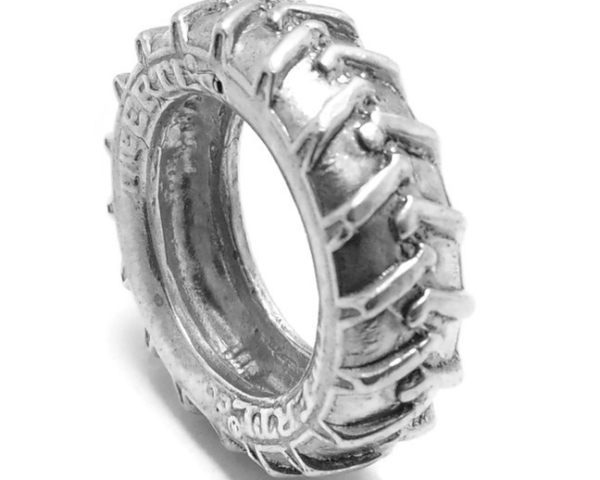 Fitness Tractor Tire Pendant .925 Sterling Silver.