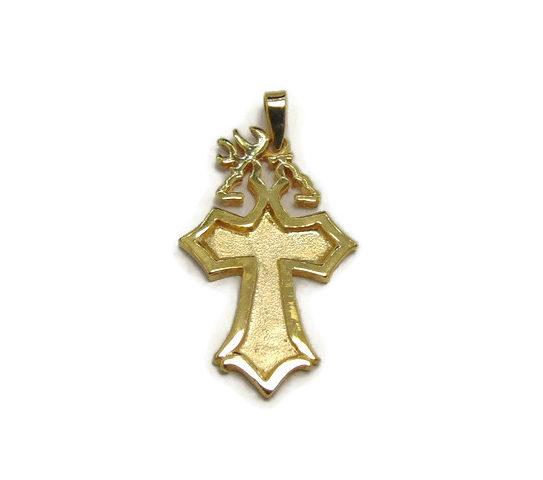 Buck and Doe hunting Cross Pendant Yellow Gold!!