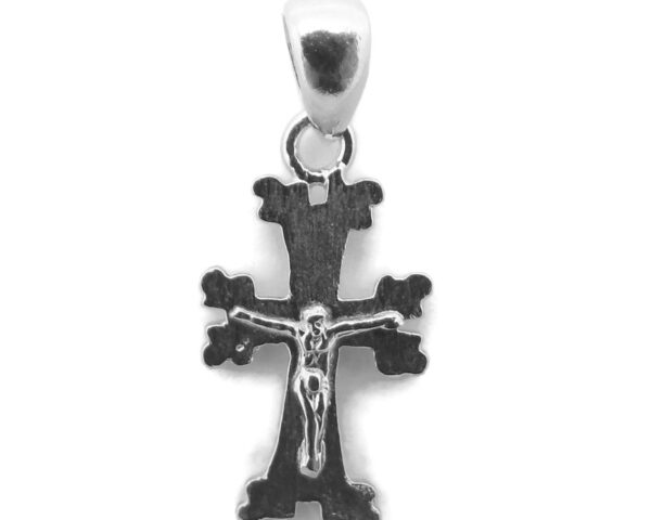 Cross Fourchée With Jesus Christ Charm Pendant .925 Sterling silver
