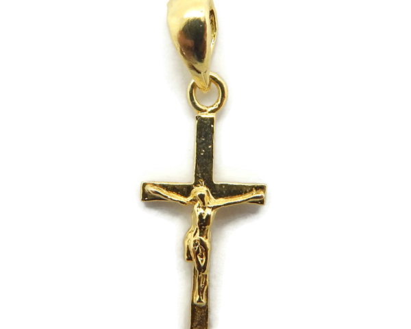 14k Yellow Gold Cross Latin 1 with Jesus Christ pendant charm
