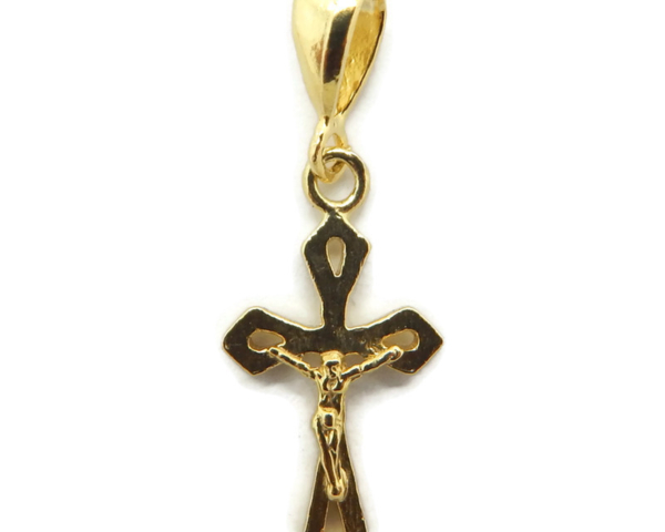 14k Yellow Gold Cross East Syriac with Jesus Christ pendant charm
