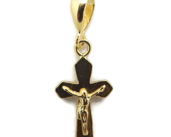 14k Yellow Gold Cross Flory with Jesus Christ pendant charm