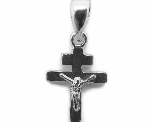 Cross Patriarchal With Jesus Christ Charm Pendant .925 Sterling silver