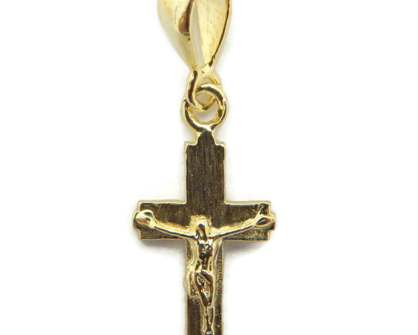 14k Yellow Gold Cross Latin 4 with Jesus Christ pendant charm