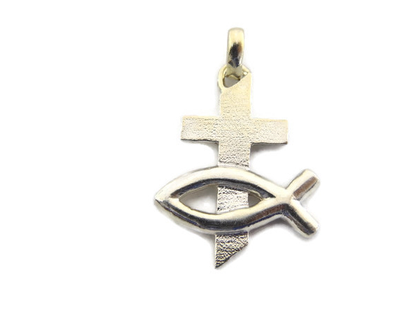 ACTS (Fish And Cross) Pendant .925 Sterling Silver
