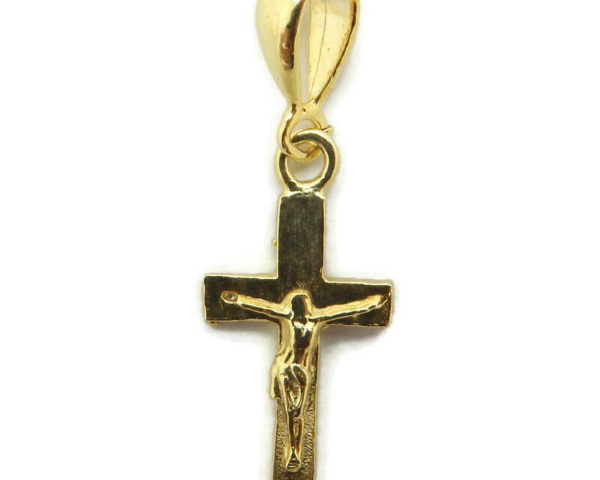14k Yellow Gold Cross Latin 2 with Jesus Christ pendant charm
