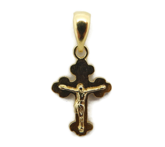 14k Yellow Gold Cross Serbian Orthodox with Jesus Christ pendant charm