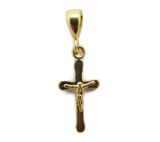 14k Yellow Gold Cross Pommee with Jesus Christ pendant charm