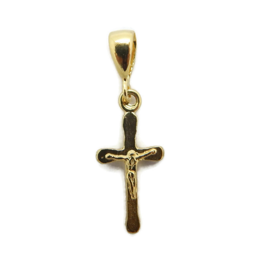 14k Yellow Gold Cross Pommee with Jesus Christ pendant charm