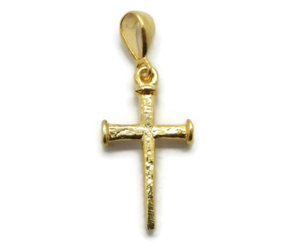 Nails Cross Pendant Charm 14k Yellow Gold