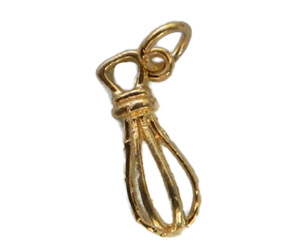 14k Yellow Gold Kitchen Wire Whisk pendant charm