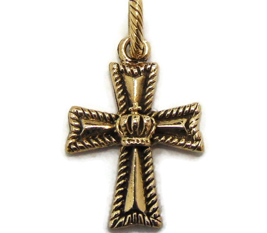 Cross With Crown Pendant Yellow Gold!!