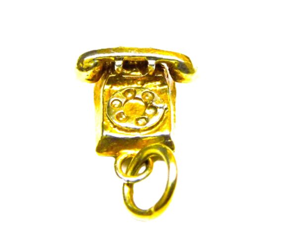 Vintage Telephone Pendant Charm 14k Yellow Gold
