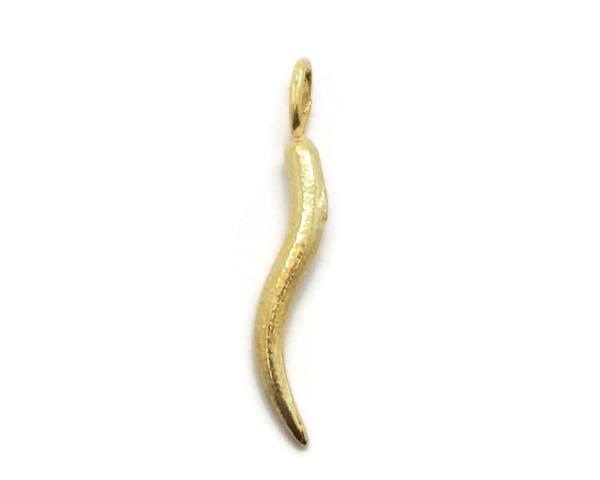 Italian Horn Cornicello Pendant Charm. 14k Yellow Gold