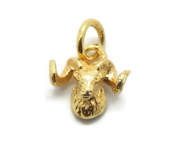 Ram Head Pendant Charm 14k Yellow Gold