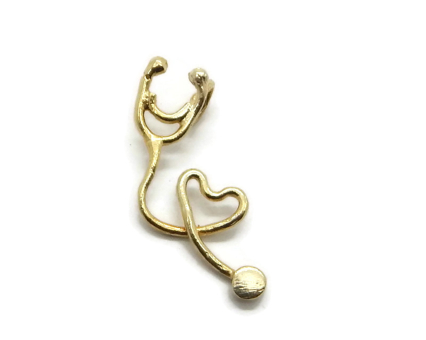 Stethoscope Pendant Charm 14k Yellow Gold