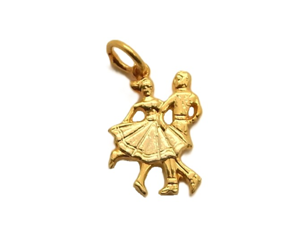 Vintage 50's Dancing Couple Pendant Charm 14k Yellow Gold