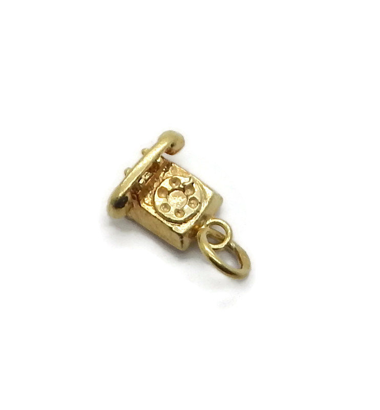 Vintage Telephone Pendant Charm 14k Yellow Gold!!