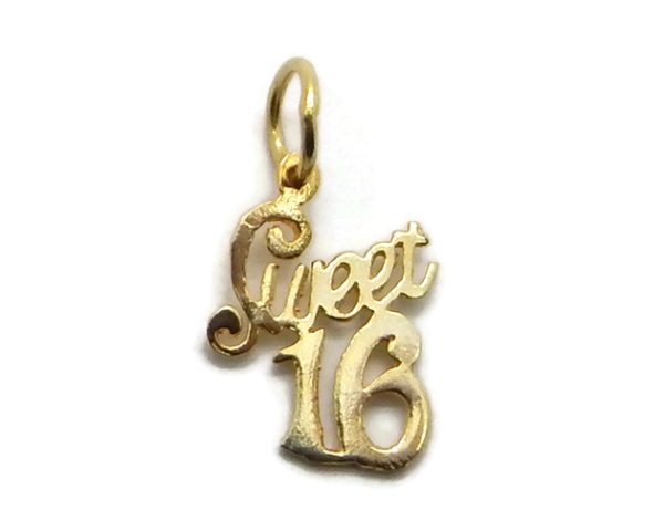 Sweet 16 Pendant Charm 14k Yellow Gold
