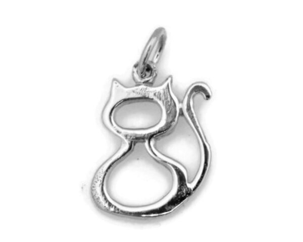 Cat Charm Pendant .925 Sterling Silver.