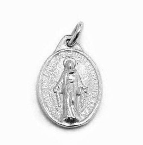 Miraculous Mary Medal Pendant .925 Sterling Silver.
