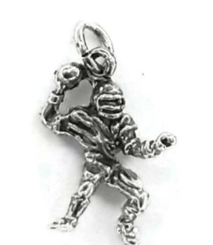 American Football Player Charm Pendant .925 Sterling Silver.