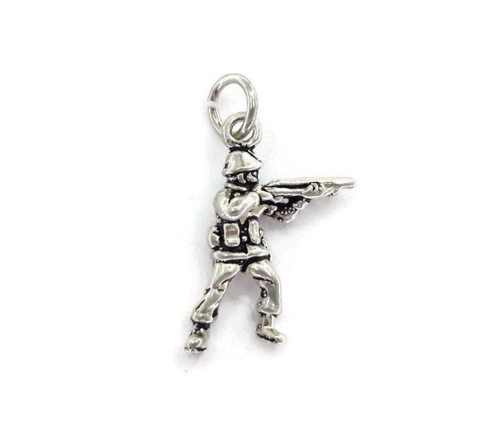 Army Soldier Military Pendant .925 Sterling Silver.