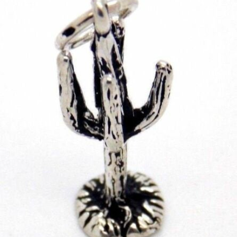 Cactus Charm Pendant .925 Sterling Silver.
