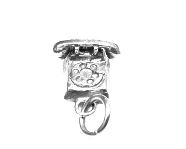 Vintage Telephone Pendant Charm .925 Sterling Silver