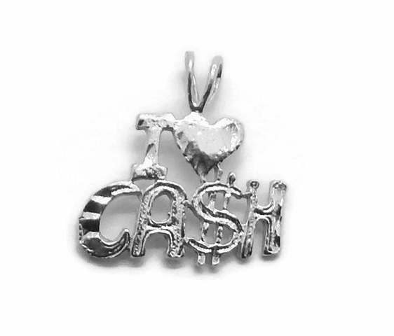 I Love Cash Pendant Charm .925 Sterling Silver