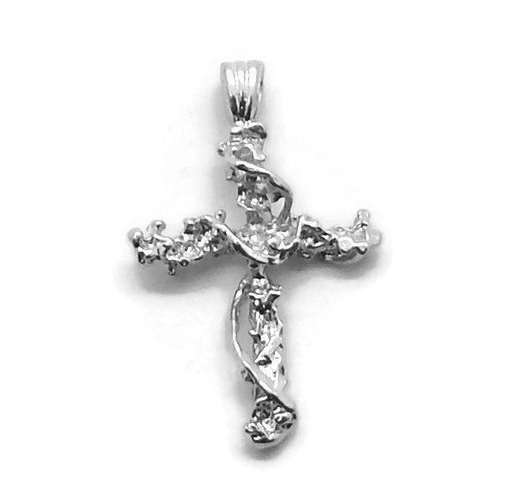 Flower Cross Pendant Charm .925 Sterling Silver