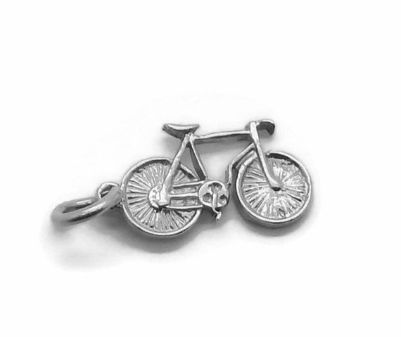 Bicycle Pendant Charm .925 Sterling Silver