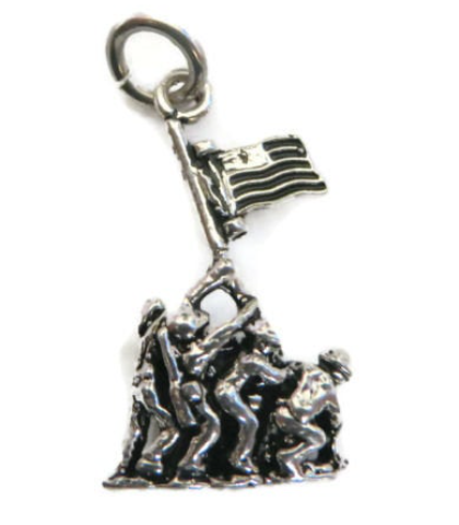 Iwo Jima Charm Pendant .925 Sterling Silver.