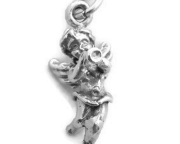Angel With Trumpet Charm Pendant .925 Sterling Silver!!