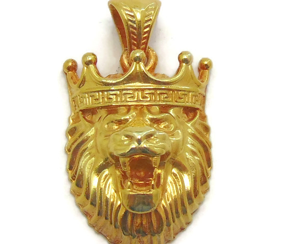 New! Yellow Gold Lion King Head Pendant