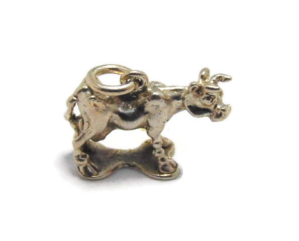 Cow Pendant Charm .925 Sterling Silver.
