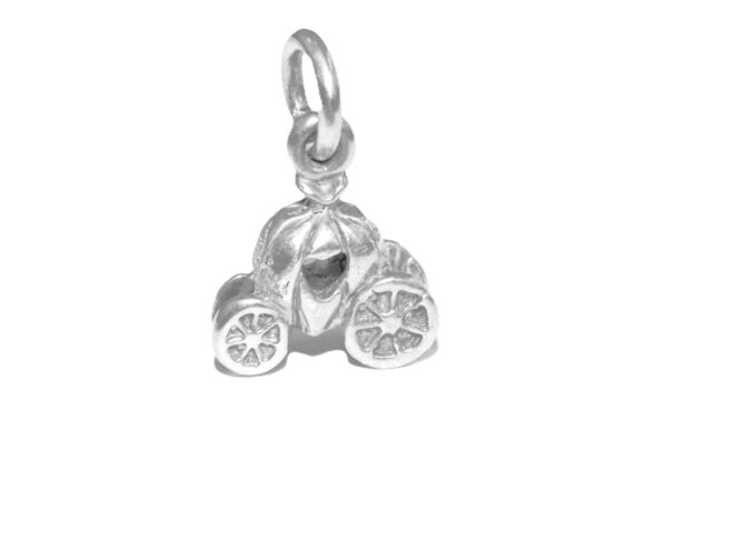 Cinderella Pumpkin Princess Carriage Charm Pendant .925 Sterling Silver.