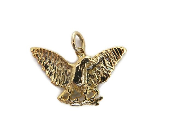Eagle Pendant Charm 14k Yellow Gold