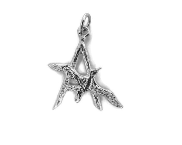 Sterling Silver .925 Letter A w/Flying Bird pendant charm
