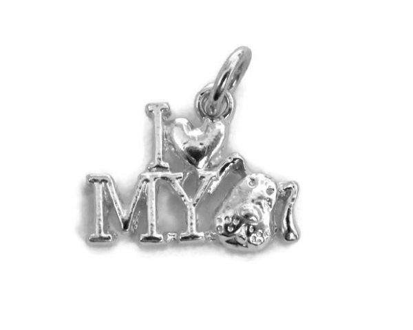 I Love My Dog Pendant Charm Sterling Silver .925