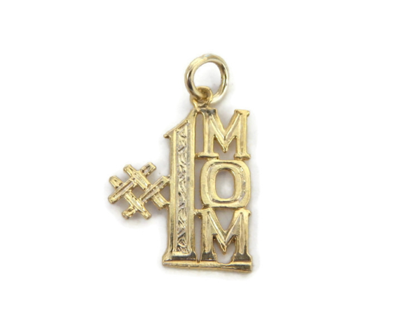 #1 Mom Pendant Charm 14k Yellow Gold